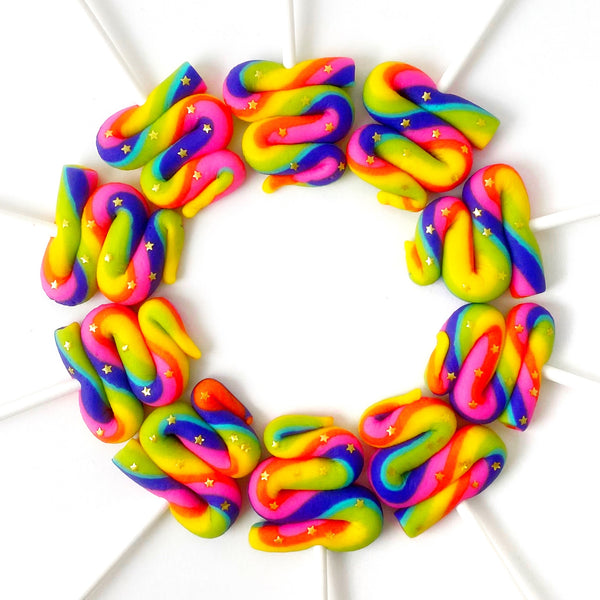 unicorn poop rainbow marzipan candy lollipops circle