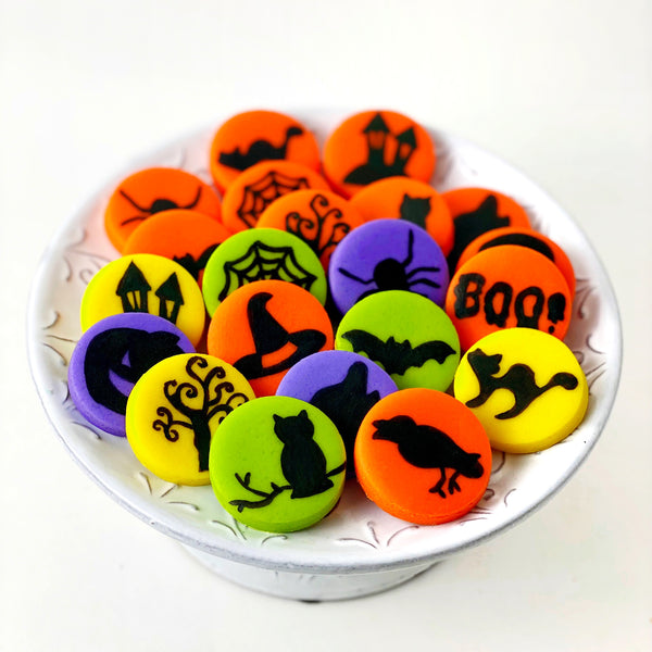 halloween colors silhouette tiles on a plate