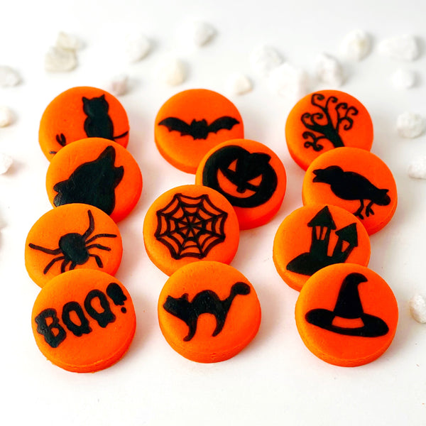 halloween orange silhouette tiles in rows