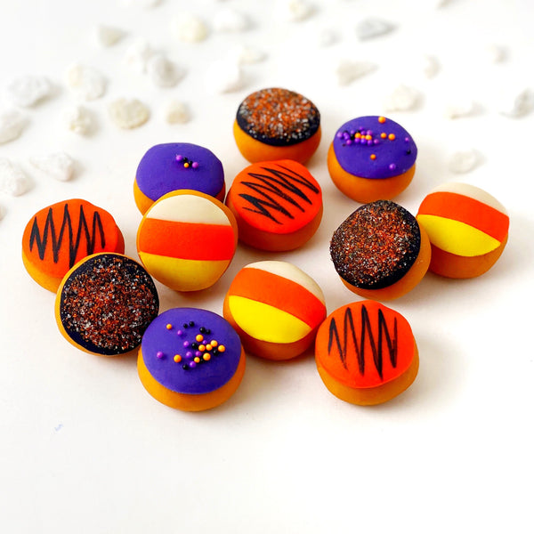 Halloween donuts doughnuts in a pile