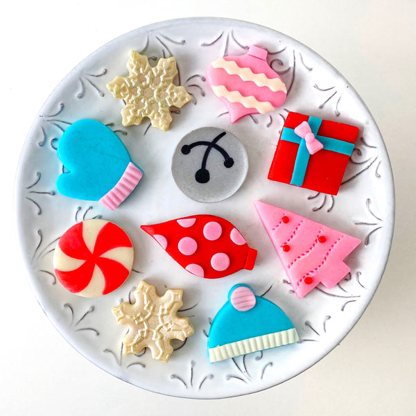 flirty xmas christmas candy tiles on a plate