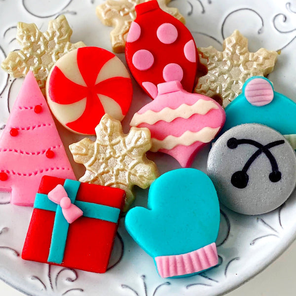 flirty xmas christmas candy tiles closeup