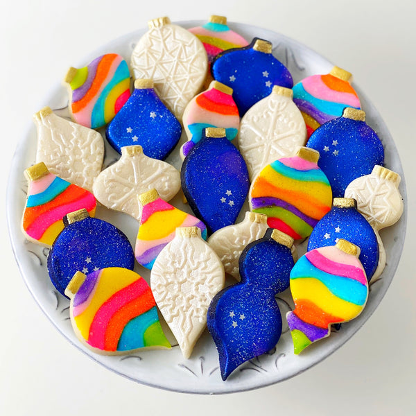 christmas ornament variety marzipan on a plate