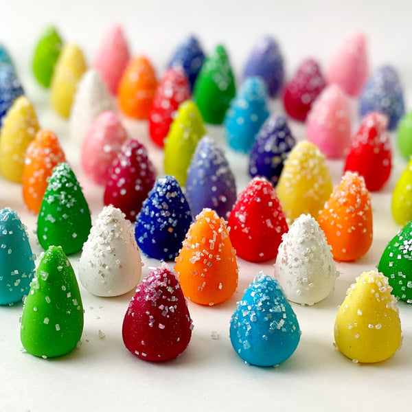 colorful christmas trees marzipan rainbow