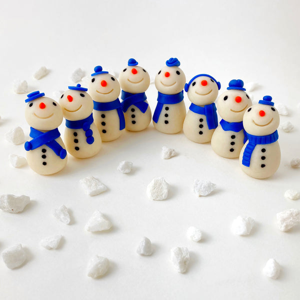 hanukkah snowpeople marzipan in a vee