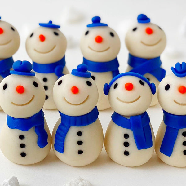 hanukkah snowpeople marzipan closeup