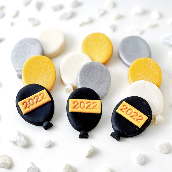 marzipan new year's balloons flatlay