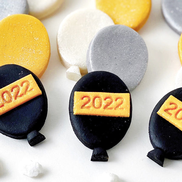 marzipan new year's balloons closeup