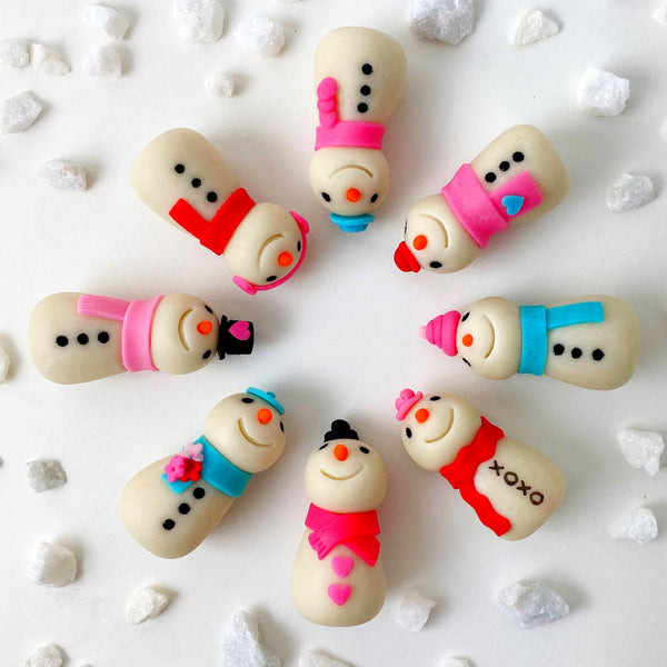 valentine's day snowman snowpeople marzipan in a circle