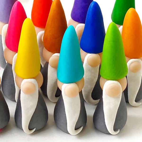 christmas gnomes marzipan rainbow  closeup