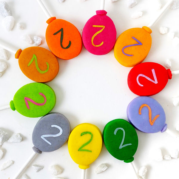 birthday balloon marzipan candy lollipops in a circle plain
