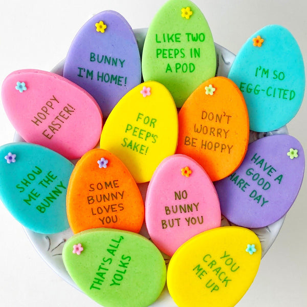 marzipan easter conversation eggs on a plate