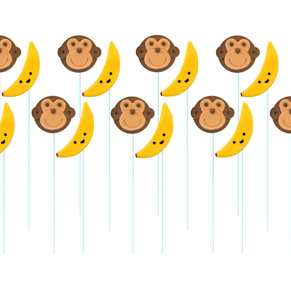 curious george monkeys and bananas marzipan candy lollipops lined up