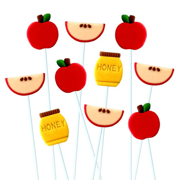 rosh hashanah apples & honey marzipan candy lollipops
