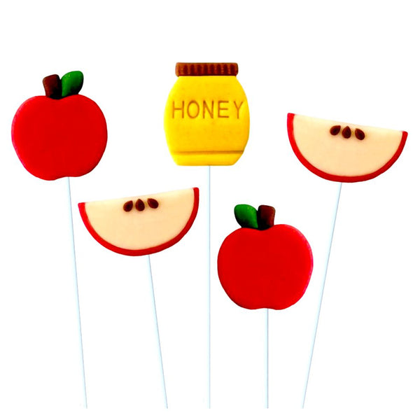 rosh hashanah honey & apples marzipan candy lollipops