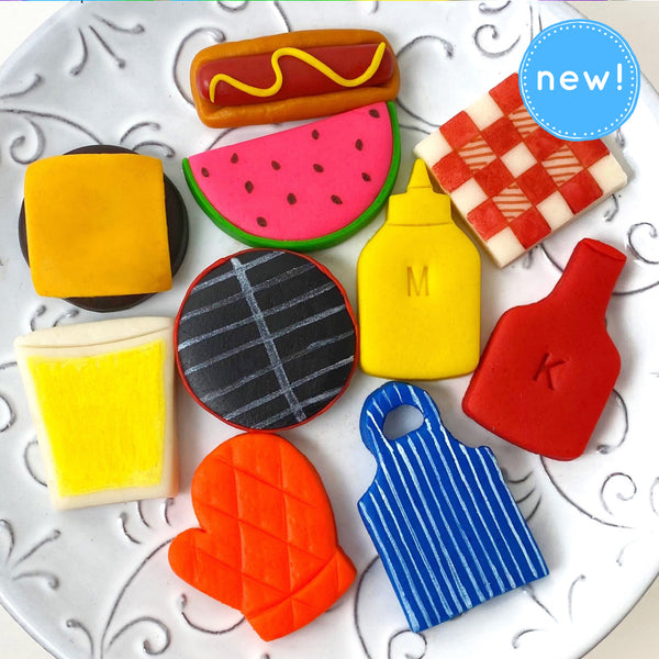 picnic barbecue bbq marzipan candy tiles new
