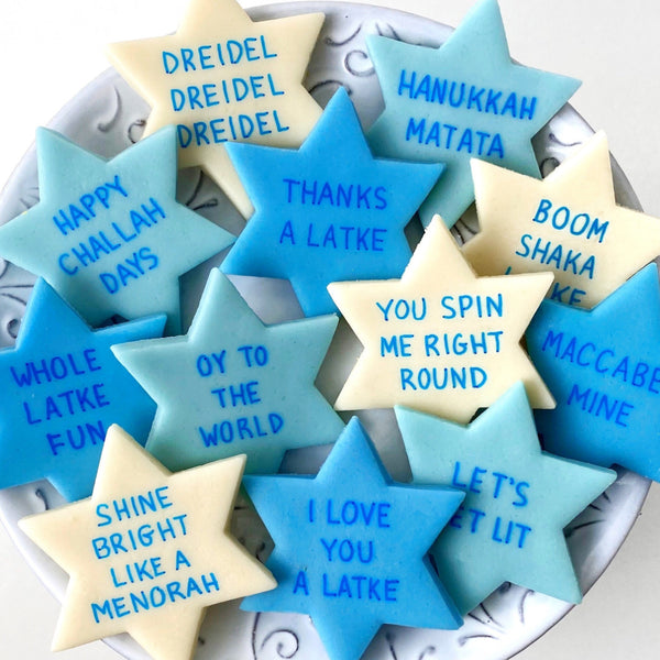 Hanukkah Star of David Marzipan Gift Box Basket for the Festival of Lights closeup