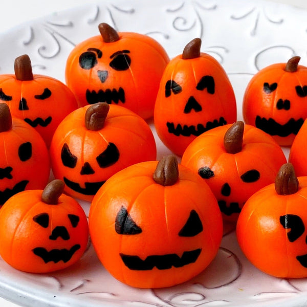 halloween jack o lantern candy sculptures closeup