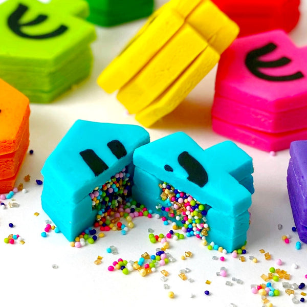 dreidel rainbow sprinkles hanukkah marzipan gift  closeup