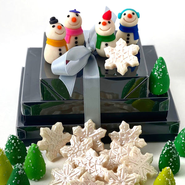 christmas marzipan gift tower closeup
