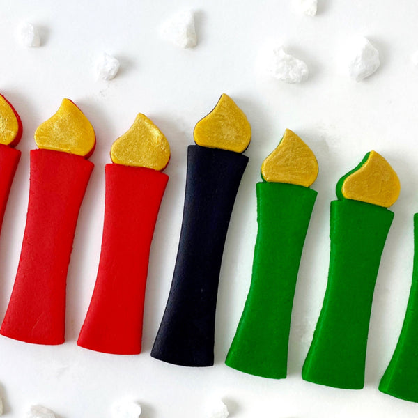 kwanzaa edible candles kinara marzipan closeup