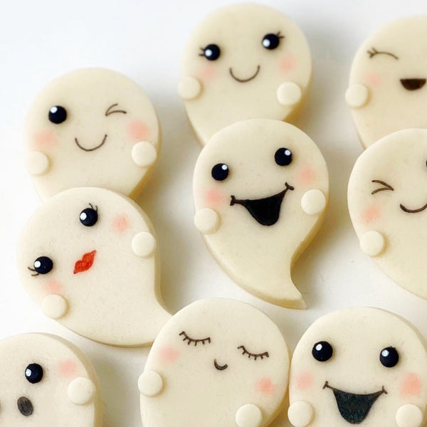 halloween cutie marzipan ghosties closeup