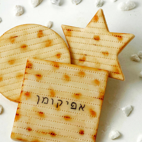 passover afikoman marzipan matzah trio assorted hebrew closeup