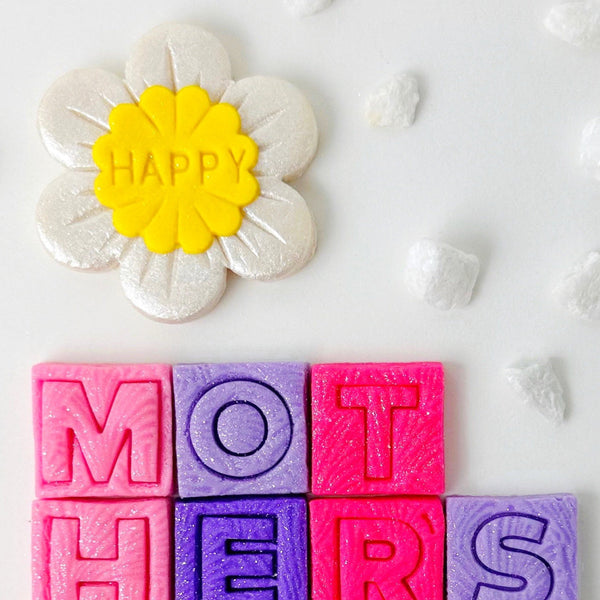 mother's day edible greetings blocks closeup