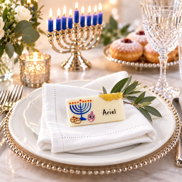 luxe personalized hanukkah place cards