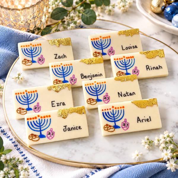 luxe personalized hanukkah place cards