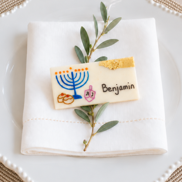 luxe personalized hanukkah place cards