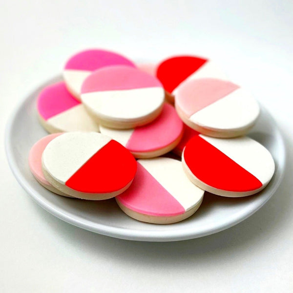 valentine's day black & pink & red & white cookies top view