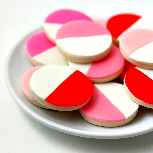 valentine's day black & pink & red & white cookies closeup