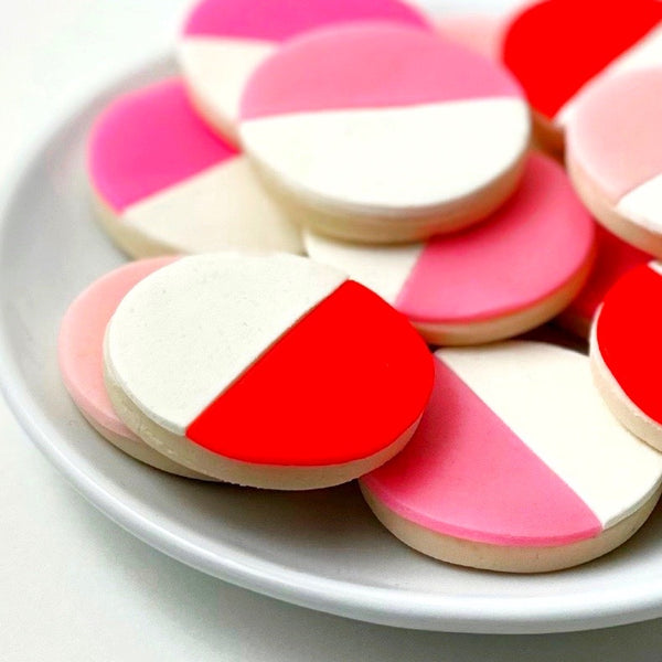 valentine's day black & pink & red & white cookies super closeup