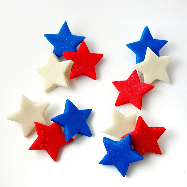 red, white & blue glitter stars