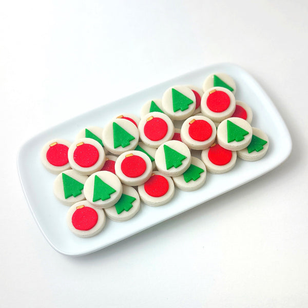 christmas ornament and tree candy bites