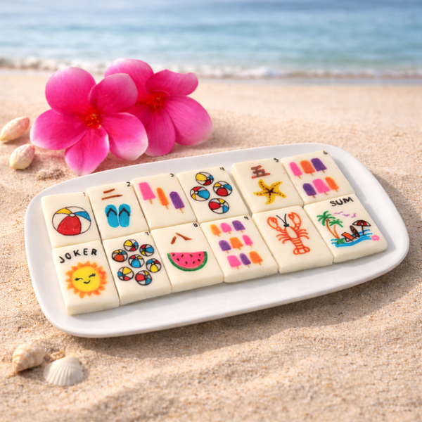 summer beach mahjong tiles