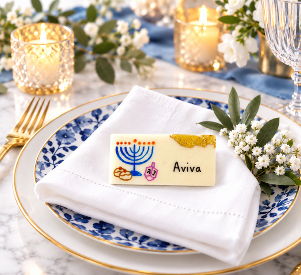 luxe personalized hanukkah place cards