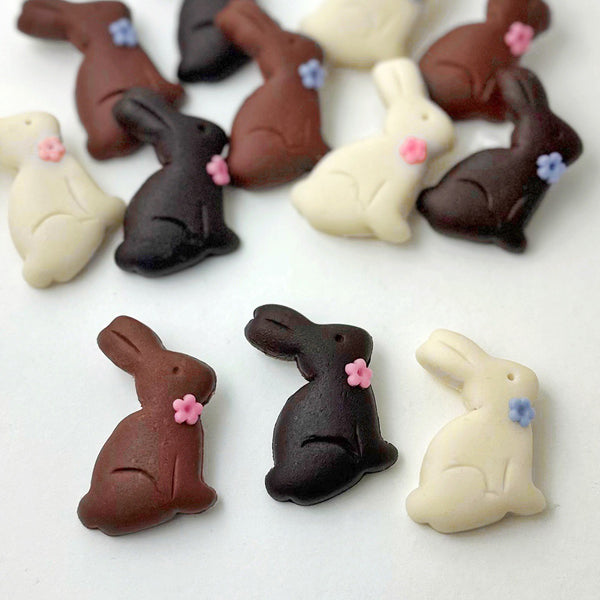 marzipan easter chocolate bunnies closeup portrait