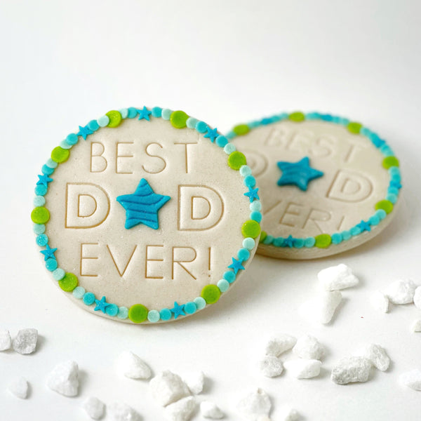 best Dad ever Fathers' Day marzipan plaque in a pair