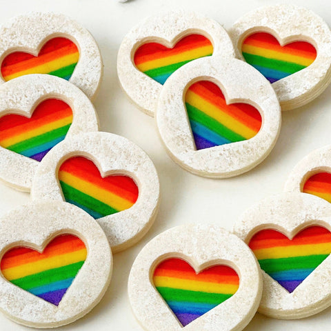 rainbow heart linzers