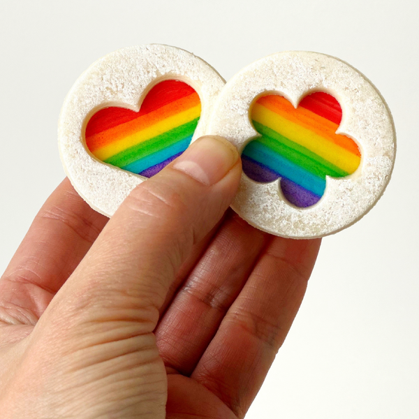 pride rainbow linzer cookies paired
