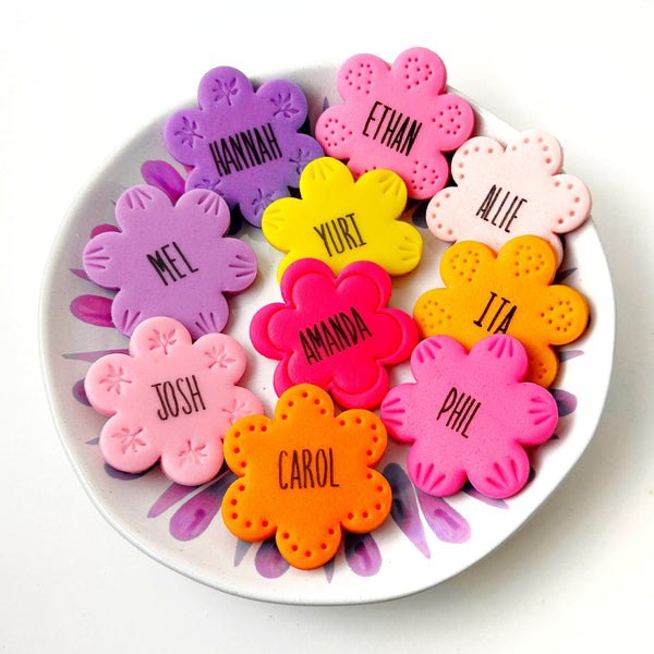 personalized flower place settings and party favors