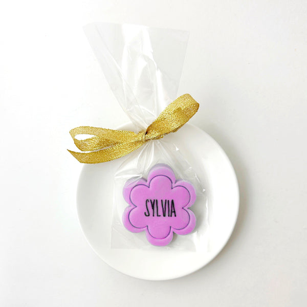 personalized flower place settings and party favors