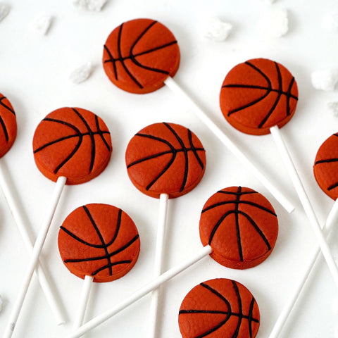 basketball sports marzipan candy lollipops closeup