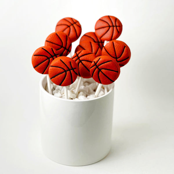 basketball sports marzipan candy lollipops standing up