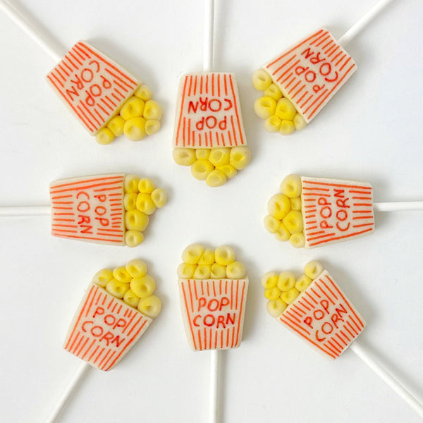 movie popcorn box marzipan candy lollipops in a square