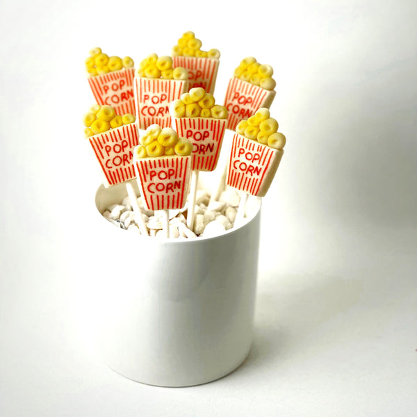 movie popcorn box marzipan candy lollipops standing up