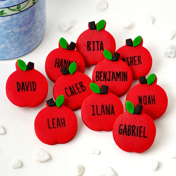personalized rosh hashanah marzipan apples with a mug