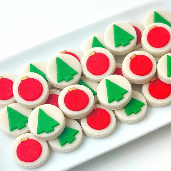 christmas ornament and tree candy bites
